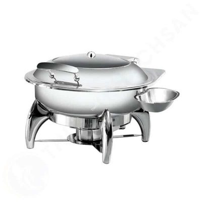 Nồi hâm buffet tròn nắp kiếng gắn trục thủy lực khung chân rời