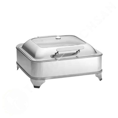 Nồi hâm buffet điện vuông nắp kiếng gắn trục thủy lực