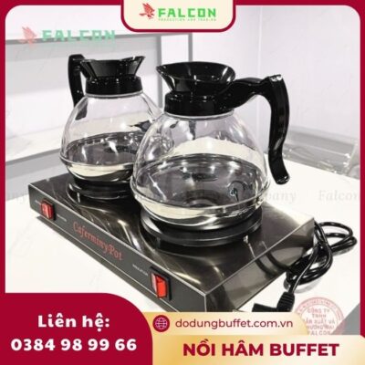 Bếp và bình thủy tinh hâm café