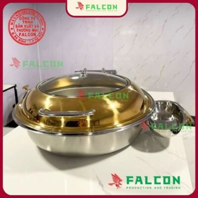 Nồi buffet tròn mạ vàng dùng bếp từ
