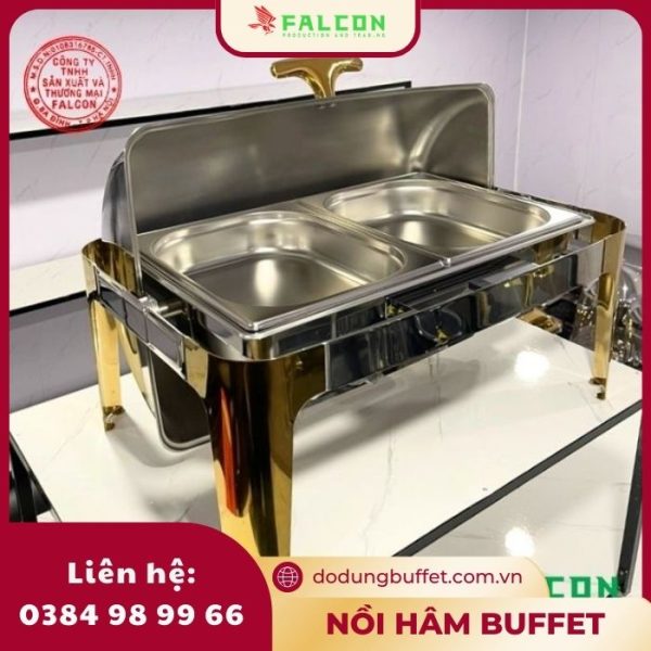 NỒI HÂM BUFFET CHỮ NHẬT - 2 NGĂN mạ vàng cao cấp