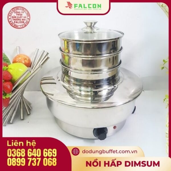 Nồi hấp dimsum tròn 3 ngăn