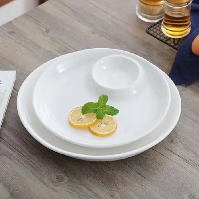 Đĩa tròn kết hợp khay chấm