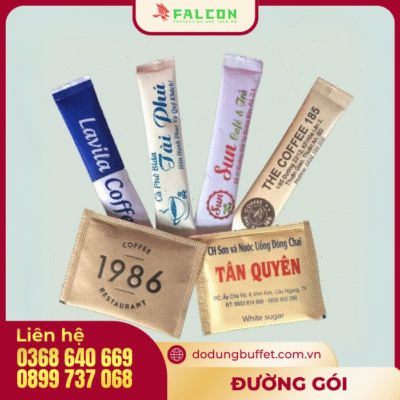 Đường gói vuông - dài in logo nhà hàng