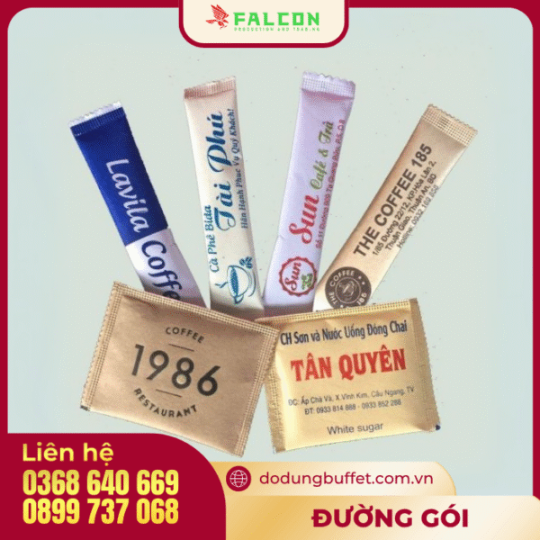 Đường gói vuông - dài in logo nhà hàng