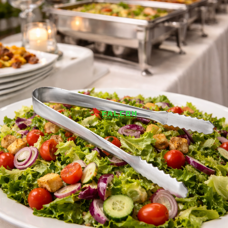 Kẹp gắp chất lượng cao giúp gắp salad nhẹ nhàng, không dập rau